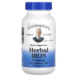 Christopher's Original Formulas Herbal Iron Formula, 460 mg, 100 Vegetarian Caps - 1 of 4