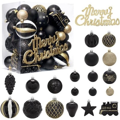 Christmas Ball Ornaments Set, 65 pcs Shatterproof Xmas Balls Decorative Hanging Ornaments Assorted Set for Xmas Tree Holiday Garland Decor