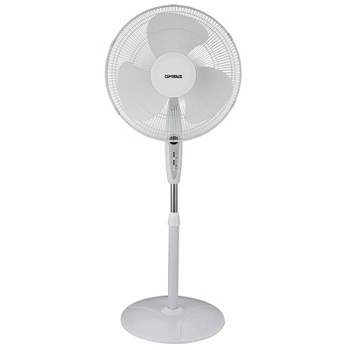 Optimus 16 in. Oscillating Stand Fan with Remote Control in White