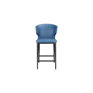 Aumsville Counter Height Barstool Steel Blue - Alder Bay: Modern Upholstered, Steel Frame, Fixed 26" Seat Height - 1 of 3