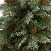 Nearly Natural 7-ft Snowed French Alps Mountain Pine Artificial Christmas Tree with 833 Bendable Branches and Pine Cones - 3 of 4