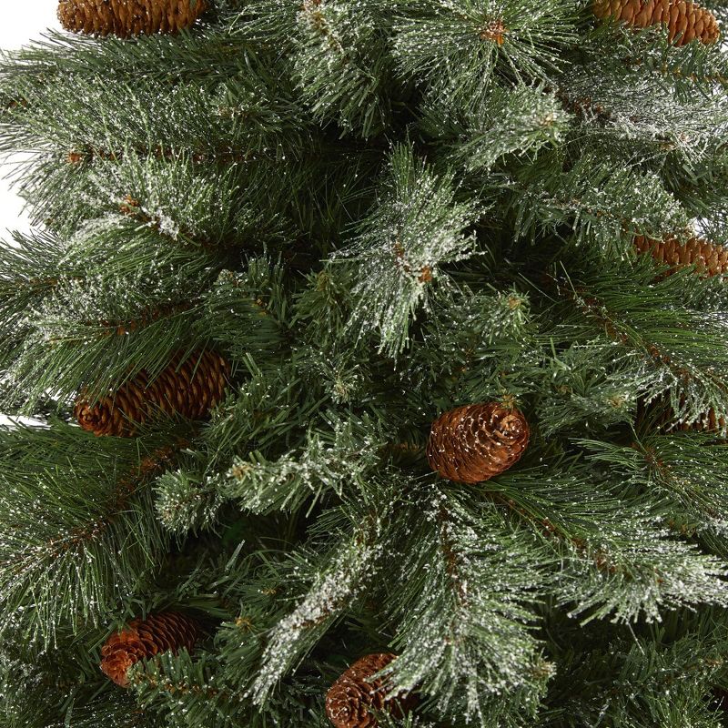 Nearly Natural 7-ft Snowed French Alps Mountain Pine Artificial Christmas Tree with 833 Bendable Branches and Pine Cones, 3 of 7