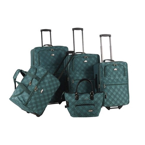 American Flyer Camo Green 5 Piece Luggage Set