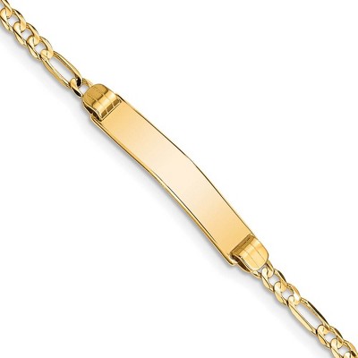 Black Bow Jewelry 14k Yellow Gold Figaro I.D. Bracelet with Lobster Clasp, 7 Inch