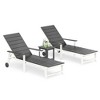 Arceso Aluminum Chaise Lounge Chair Outdoor Set, 1 Piece HDPS Patio Lounge Chair with 1 Side Table, 5 Positions Adjustable Backrest with Wheels - 2 of 4