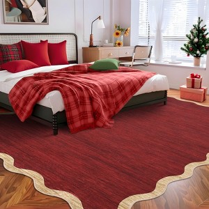 Modern Washable Rug Scalloped Rug with Non Slip Backing - 1 of 4