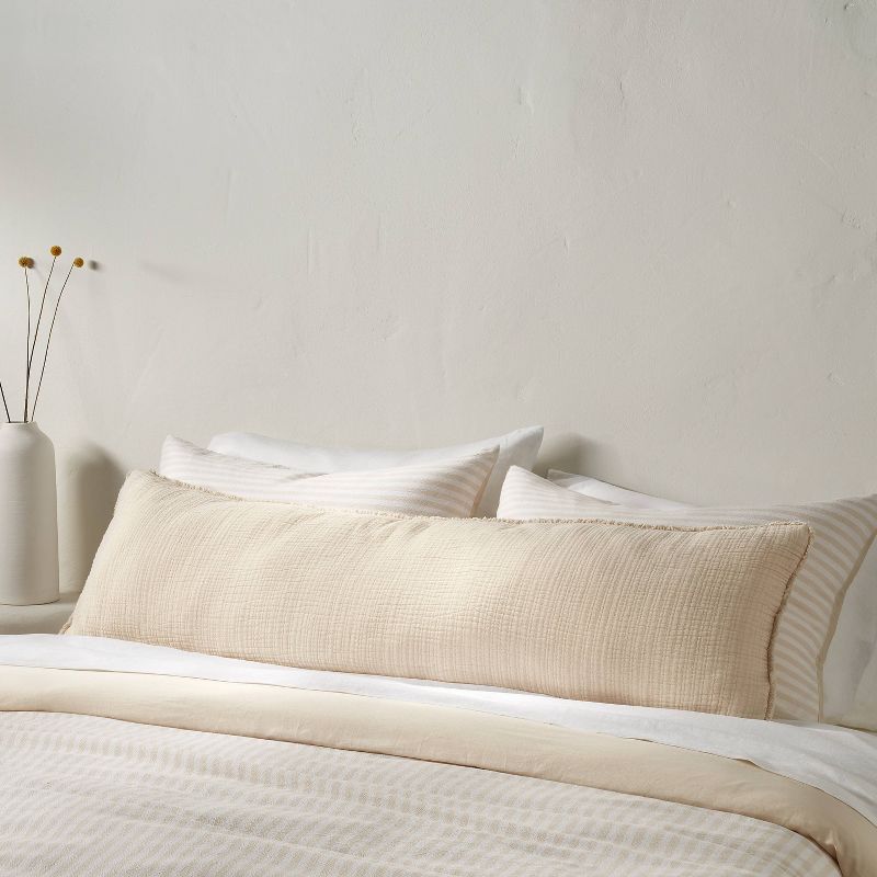 Lumbar Textured Chambray Cotton Bed Decorative Throw Pillow  - Casaluna™, 2 of 5