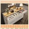AMERLIFE 47.2" 8 Drawer Dresser with LED Light and Glass Tabletop & 2 Six-Grid Jewelry Drawers, Cream & Grey - 3 of 4