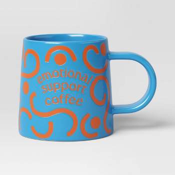 16oz Stoneware Emotional Support Coffee Mug Blue - Room Essentials™