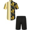 Clearlove Men's Hawaiian Sets Floral Printed Short Sleeve Button Down Shirts Drawstring
 Shorts Casual Outfits - 2 of 4