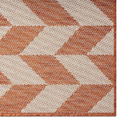 Orange and Ivory Geometric 8' x 10' Synthetic Area Rug
