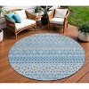 Sky Blue And Denim Blue Quatrefoil Washable Indoor Outdoor Area Rug - 2 of 4