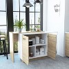 Okak Modern Kitchen Island with Unique Top Design, Kitchen Island Table with 2 Doors and 2 Drawers, Countertop Organizer for Kitchen - 2 of 4