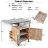 40.5 in Wood Color Outdoor Kitchen Cart with Stainless Steel Top Drop Leaf Drawer and Wheels Solid Wood Grill Island for Patio or Garden-The Pop Home - 4 of 4
