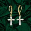 Slickblue Classic Cubic Zirconia Cross Earrings, 5ct Emerald CZ Stones, Gold or Silver Plating, Elegant Design - 3 of 3