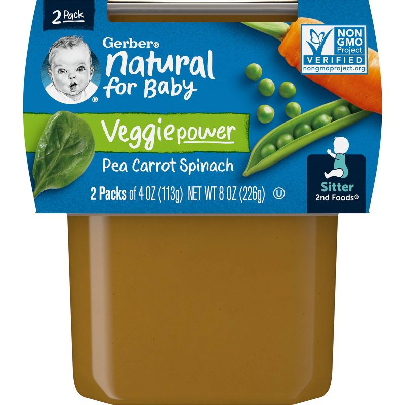 Gerber Sitter 2nd Foods Pea Carrot Spinach Baby Meals Tubs - 2ct/4oz Each, 6 of 10