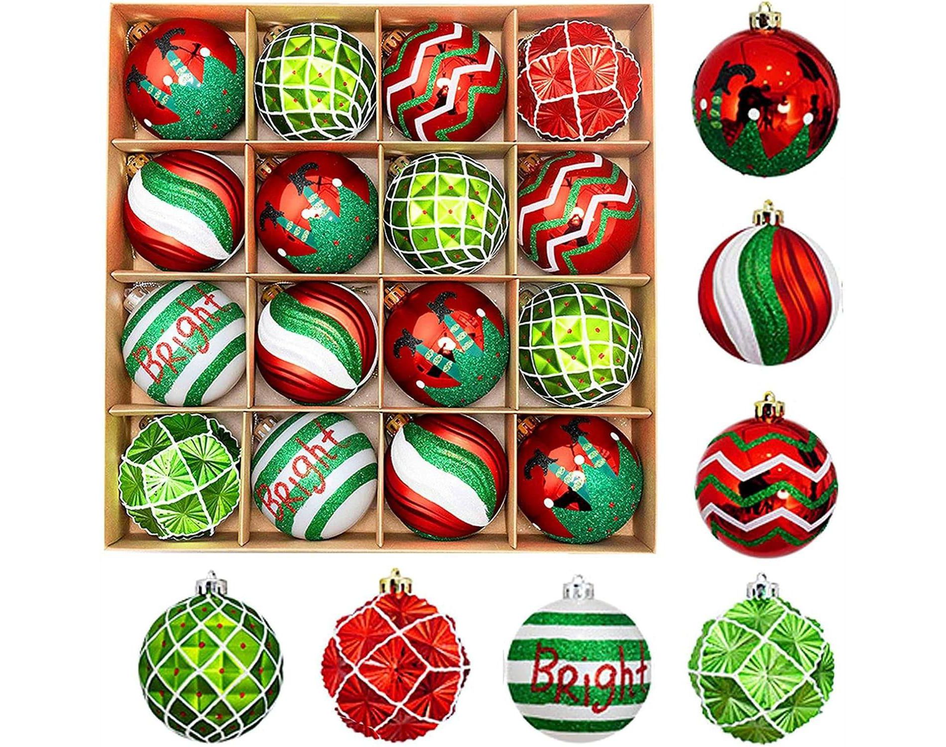 16Pcs 2.36" Christmas Ball Decoration Set, Christmas Tree Ornaments, Suitable for Indoor and Outdoor Christmas Parties and Home Decorations
