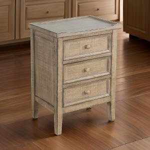 Royal Hampton 3 Drawers End Table, Distressed Mahogany Wood, 19 Inch - 1 of 4
