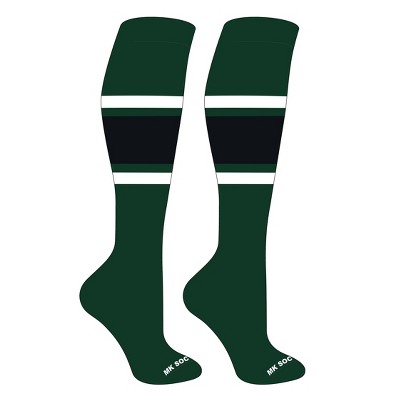 MK Socks Striped OTC Baseball, Softball, Football Socks (B) Dk Green, White, Black