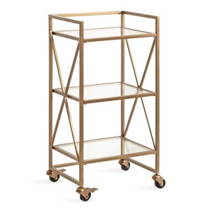 Kate and Laurel Blex Rectangle Metal Bar Cart, 16x13x32, Gold - 1 of 4
