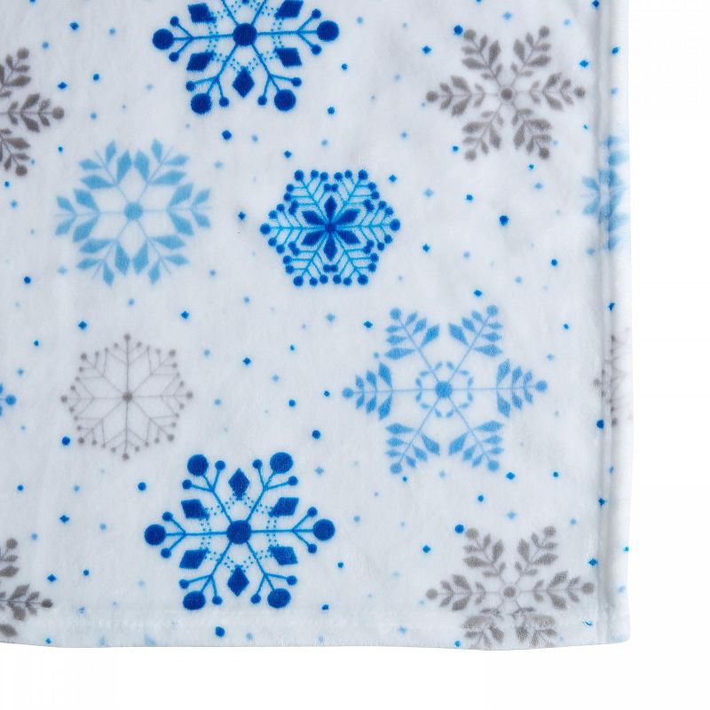 Kate Aurora Holiday Living Blue & Silver Christmas Snowflakes Accent Throw Blanket - 50 in. W x 60 in. L, 4 of 5