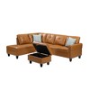 ChicFurnit Sectional Sofas Faux Leather with Ottoman L Shaped Design Storage Cushions and Cupholders for Living Room, Ginger, 71"*98"*33" - 2 of 4