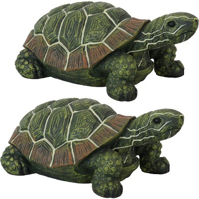 Sunnydaze Indoor/Outdoor Lifelike Polyresin Terrance the Tortoise Patio Garden Yard Entryway Decorative Statue - 9" - 2pk