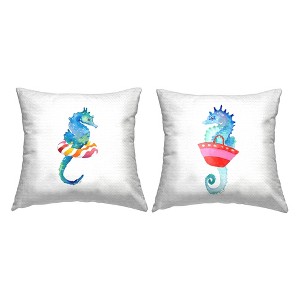 Stupell Industries Blue Seahorses Beach Red Attire Float (Set of 2) - 1 of 3