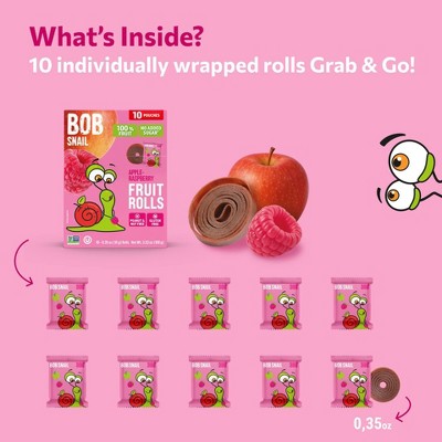 Bob Snail Apple Raspberry Fruit Rolls - 3.53oz/10ct