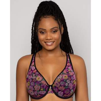 Curvy Couture Women's Sheer Mesh Full Coverage Unlined Underwire Bra  Lavender Mist 44h : Target