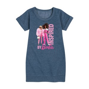 - Barbie - Inspired By Barbie Graphic Short Sleeve Fleece Dress - 1 of 4