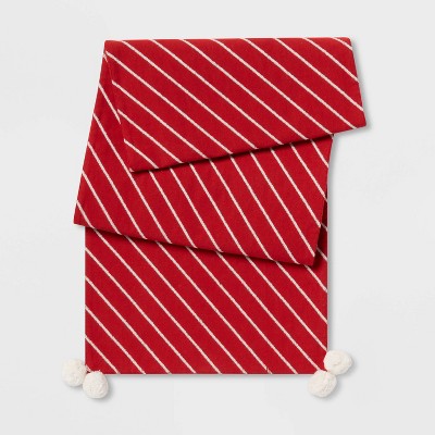 72" x 14" Cotton Striped Table Runner Red - Threshold™