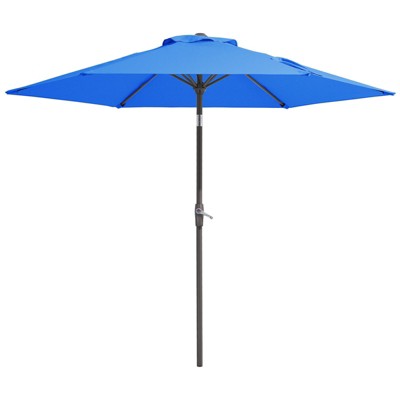 Hyleory 7.5' Sunbrella with 6 ribs,Hyleory Tilt Market Patio Umbrella with Oval Ribs Iron Pole, Sturdy and Adjustable