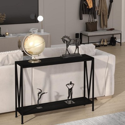 Whizmax 2-Tier Narrow Console Sofa Side Table for Entryway Hallway Living Room, Premium Entryway Furniture, 42.9in L x 9.8in W x 29.9in H ,Black
