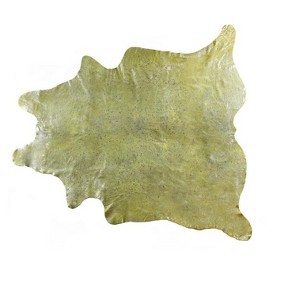 5' X 7' Green and Silver Cowhide Hand Knotted Area Rug - 1 of 4