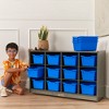 ECR4Kids 12 Cubby Mobile Tray Cabinet with 15 Scoop Front Storage Bins, 3x4, Grey Wash - 4 of 4