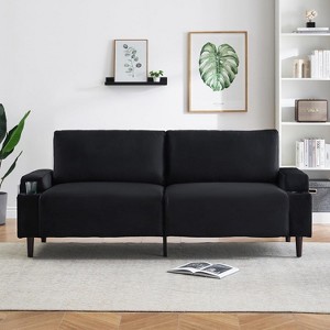 81'' Modern Loveseat Sofa, Small Couches with Cup Holder & Storage Bag, 3-Seater Deep Seating with Soft Cushions & Sturdy Frame for Home Office - 1 of 4