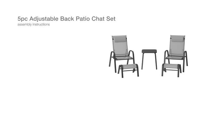 5pc Adjustable Back Patio Chat Set - Gray - Room Essentials&#8482;, 2 of 13, play video