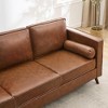 GustoWave 80'' Mid-Century Modern Couch, 3-Seat Faux Leather Sofa with Upholstered Cushions/Pillows for Living Room, Brown - 3 of 4