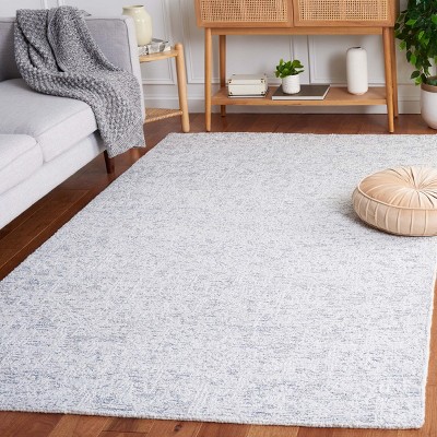 Grey and Ivory Hand Tufted Wool Area Rug 4' x 6'