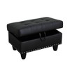 DOMETOUR Black Faux Leather Storage Ottoman-Durable Synthetic Leather Footrest for Living Room or Bedroom - 2 of 4