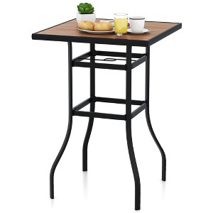 Tangkula 27.5 Inches Patio Bar Table 1.5" Umbrella Hole Metal Frame for Garden Outdoor - 1 of 4