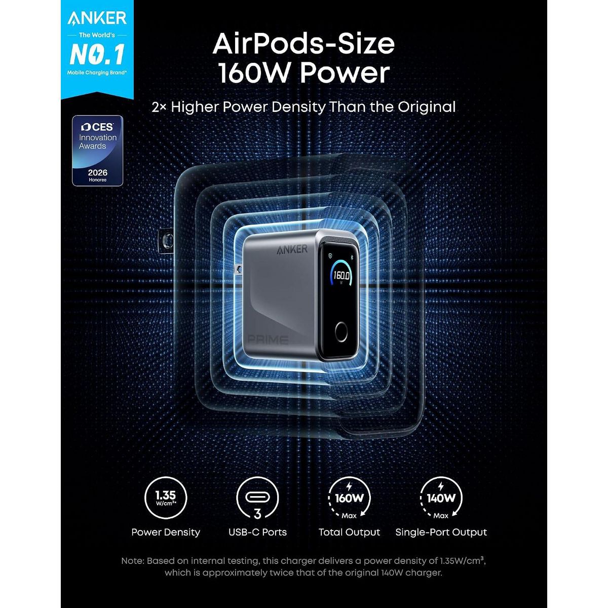 Anker Prime Power Bank (26K, 300W) + Anker Prime Charger (160W, 3 Ports, Smart Display) - thumbnail 5