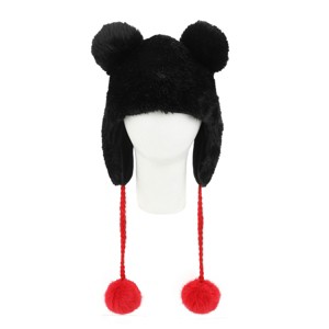 Disney Mickey Mouse-Inspired Black Plush Laplander Beanie - 1 of 4