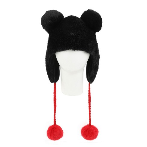 Disney Mickey Mouse-Inspired Black Plush Laplander Beanie - image 1 of 4