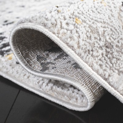 Amelia Grey and Gold Abstract Hand-knotted Rug