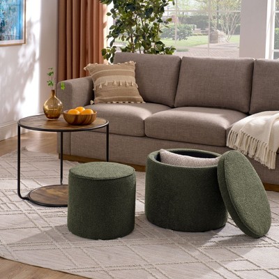 NicBex Round Linen Storage Ottoman Bench,Storage Ottoman with Combination Set Table and Drum Stool,Storage Bench for Living Room,Bedroom