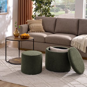 NicBex Round Linen Storage Ottoman Bench,Storage Ottoman with Combination Set Table and Drum Stool,Storage Bench for Living Room,Bedroom - 1 of 4