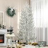 HOMCOM 7 FEET Snow Flocked Artificial Christmas Tree with 240 Fir Realistic Branches, Auto Open, Green - 2 of 4