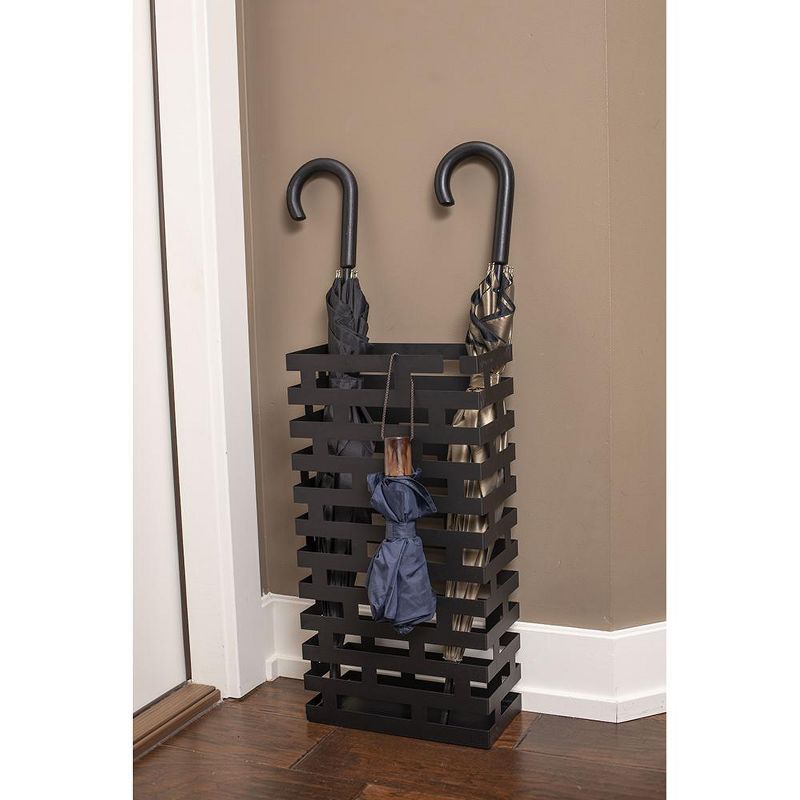 BirdRock Home Umbrella Holder Stand with Removable Water Tray - Line Design - Black, 4 of 8
